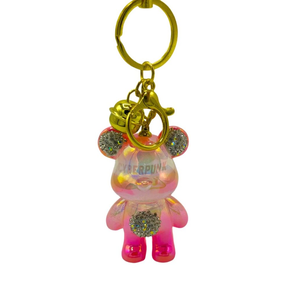 Ombre Rhinestone Teddy Bear Bag Charm Keychain | Cute Purse Charm Accessories